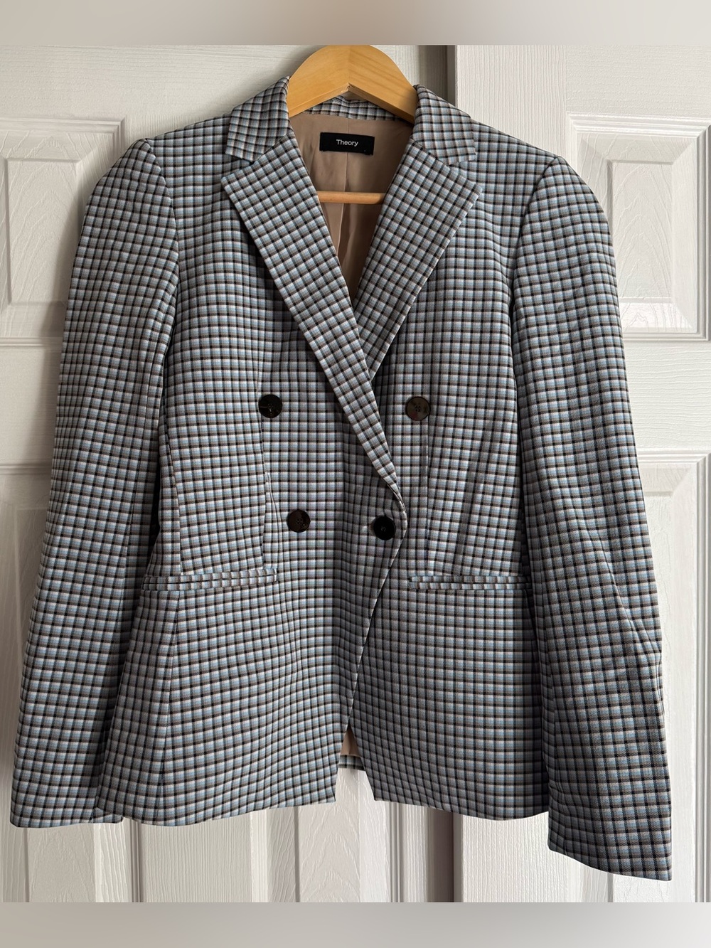 Theory Women's Double-Breasted Plaid Blazer